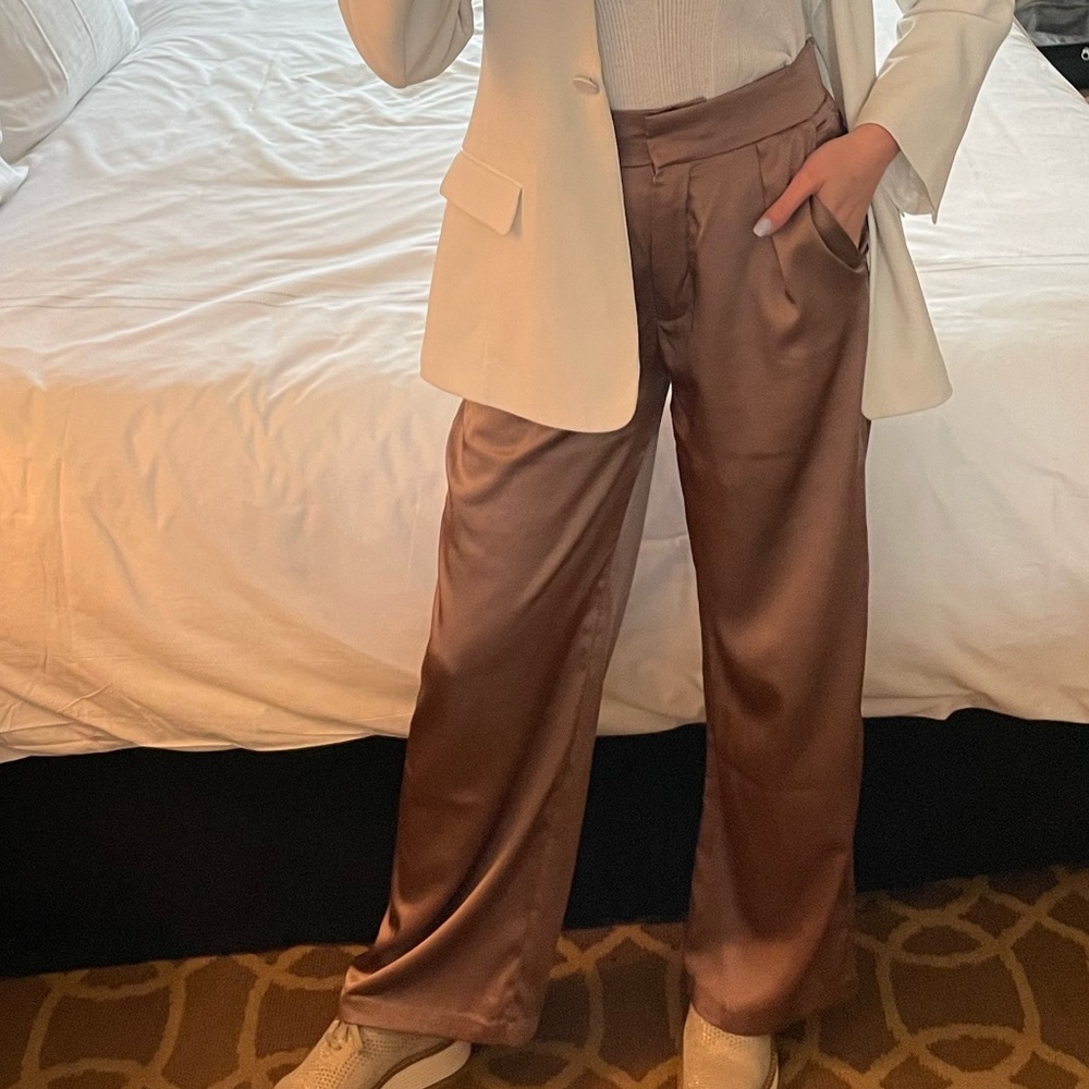 Abercrombie wide leg satin pants